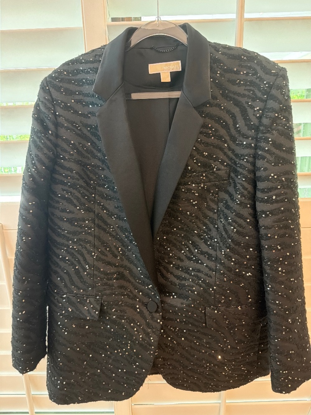 Michael Kors Black Textured Mini-sequin Detail Jacket/blazer
